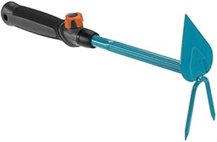 Serfouette à fleurs Combisystem de GARDENA : double binette à 2 dents pour ameublir le sol, largeur de travail 6 cm, forme pointue, poignée ergonomique, protection contre la corrosion (8911-20)