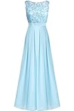 iEFiEL Damen Kleid Festliche Kleider Brautjungfer Hochzeit Cocktailkleid Chiffon Faltenrock Elegant Langes Abendkleid (34 (Herstellergröße:2), Lavender)