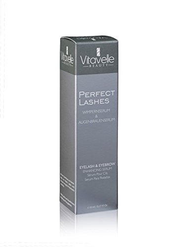 Wimpernserum & Augenbrauenserum ohne Prostaglandine | Wimpern Booster für schnelles Wimpernwachstum und Volumen | Lash Serum PERFECT LASHES von Vitavelle | 8 ml - 8