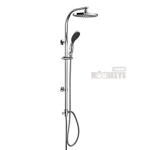 Modernes und massives Duschset mit einer Metall-Brausestange inkl. Montageanleitung und Befestigungsmaterial