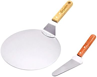 Pizza Peels Stainless steel + Pizza Pie Server with Wood Handle for Baking Homemade Pizza and Bread Pies & Cookies