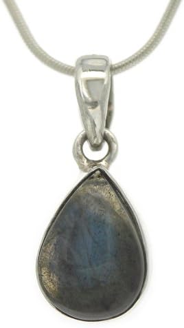 Small Tear Labradorite Pendant  on 18 inch (46cm) Silver Chain in presentation box