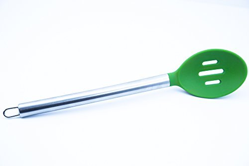 BEST Silicone Slotted Spoon by Chef Frog - For Home or Professional Use - Features our Stay-Cool Stainless Steel Handle by Chef FrogTM