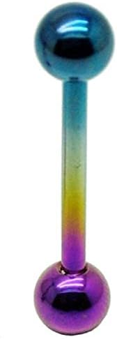 Aremika 10mm Titanium Tongue Bar Rainbow Finish