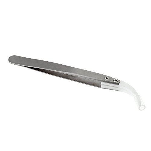 TOOGOO(R) Keramische Pinzette mit Edelstahl Handgriff Hitzebestaendige Geschwungene Korrosionsbestaendig Saeurebestaendig Spitzpinzette - 4