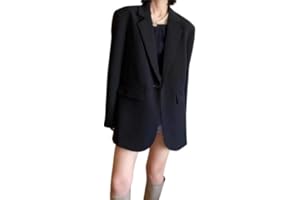 Madwin Blazer Femme Noir – Veste de Bureau Élégante à Coupe Droite Fluide et Ample – Chic, Confortable, avec Doublure Intérieure et Deux Poches Fonctionnelles – Tailles S M L