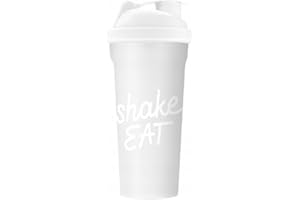 INSPORT Nutrition - Agitateur blanc/transparent (Shake Eat) - 600 ml - Pour les déplacements - Shaker protéiné/fitness - Passe au lave-vaisselle - Forme profilée - Poignée - Embout buccal - Sans BPA
