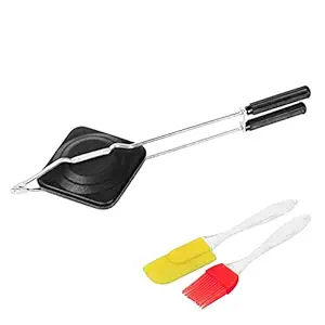 Perseverance Combo Set of Non-Stick Gas Toaster Sandwich Maker (Black) with Kitchen Silicone Spatula and Oil Brush Set