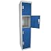 Produktbild Spind Schließfachschrank Metallschrank Mehrzweckschrank 4 Abteile 180 x 38 x 45 cm verschiedene Türfarben, Farbe:Grau-Blau