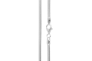 Beads R Us ® - Solid Sterling Silver 3mm Snake Chain Unisex Necklace with 11mm Lobster Clasp - 50cm long (20 inches)