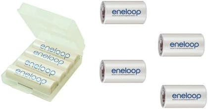 Sanyo Eneloop HR-3UTGB Pack of 4 Including 4x Baby C Adapters (4 x AA 2000mAH)