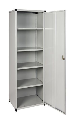 XL Metallschrank in Hellgrau mit 4 höhenverstellbaren Böden. Außenmaß 60 x 44 x 180 cm. Solide Konstruktion, TÜV geprüft. - 2