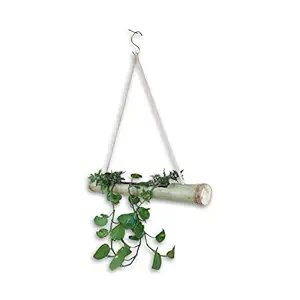 BnoSpace Wood, Cotton Hanging Planter with Rope and S Hook , Yellow, Large, Pack of 1