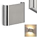 Produktbild LED Wandlampe Galindo, Wandleuchte aus Metall in Stahl gebürstet, 1 x 6 Watt, 500 Lumen, Lichtfarbe 3000 Kelvin (warmweiß), mit Up&Down-Effekt