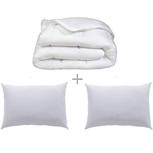 douce nuit Couette Blanche 450GR/M² Fabrication Francaise (Couette 220 x 240 cm + 2 oreillers 50 x 70 cm)