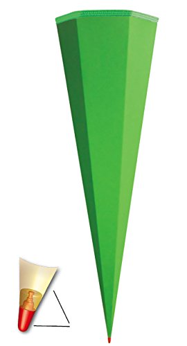 Schultüte - Rohling - GRÜN - 35 / 50 / 70 / 85 cm - OHNE Tüll Abschluß - mit / ohne Holzspitze ___ Zuckertüte ALLE Größen - Roth - zum Basteln, Bemalen und Bekleben - Bastelschultüte - für Mädchen & Jungen / Geschenktüte - Basteltüte / uni einfarbig