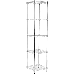 Racking Solutions - Étagère coin chromé / Meuble de rangement anglé en acier, charges lourdes, capacité de charge totale 800kg (5 niveaux 1838mm H x 457mm L x 457mm P) + Livraison Gratuite
