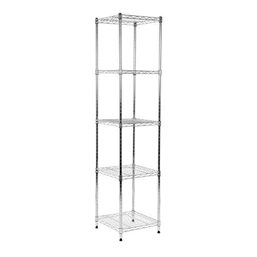 Racking Solutions - Étagère coin chromé / Meuble de rangement anglé en acier, charges lourdes, capacité de charge totale 800kg (5 niveaux 1838mm H x 457mm L x 457mm P) + Livraison Gratuite