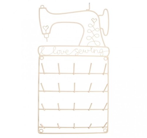 Nähgarnhalter in Nähmaschinen Form Metall creme 23x46cm - 3