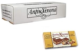 TURRONES FABIÁN Caja de 12 unidades de Turrón de Chocolate con Almendras Antiu Xixona etiqueta blanca 200gr