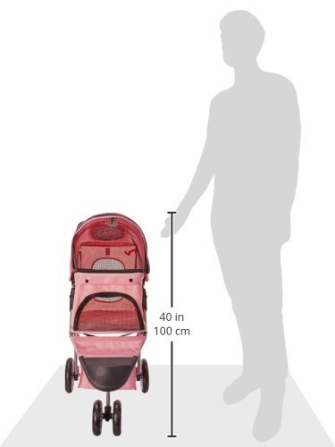 OxGord-Pet-Stroller-Cat-Dog-Easy-Walk-Folding-Travel-Carrier-Carriage-2017-Newly-Designed-3-Wheeler-Elite-Jogger-Rose-Wine
