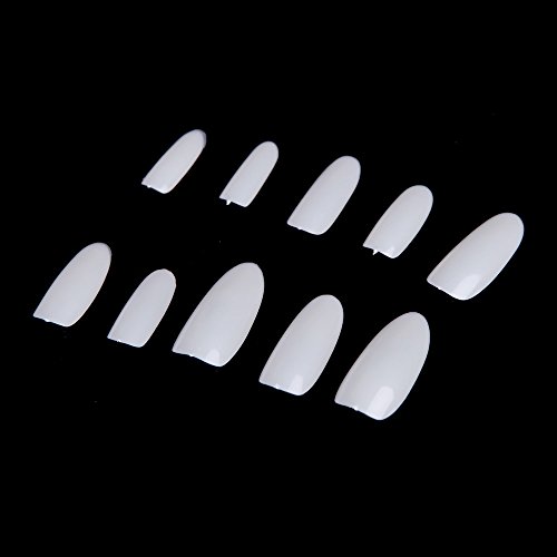 Anself 500Pcs White False French Nail Art Tips fake nails with designs Acrylic Makeup DIY Oval Shape
