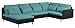 Produktbild Cavadore Wohnlandschaft Scrubbles, U-Sofa im Material-Mix, 328 x 73 x 196 cm (BxHxT), Türkis, schwarz
