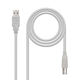 Protección (Film Aluminio) NanoCable 10.01.0104 - Cable USB 2.0 para Impresora, Tipo A/M-B/M, Macho-Macho, Beige, 3mts