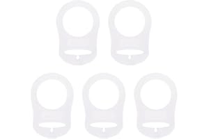 LLLucky 5Pcs Silicone Baby Dummy Pacifier Holder Clip Adapter Ring Button Style Pacifier Adapter for MAM Rings Transparent