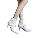 Produktbild Deloito Damen Mode Freizeit Wilde Schuhe Stiefel Gürtelschnalle hoch Dünne Fersen Einzelne Schuhe Niet Stilett Spitze Stiefeletten (Weiß,36 EU)
