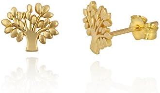 Sterling silver .925 tiny tree stud earrings / studs / gold / yellow gold / rose gold (9ct yellow gold plate)