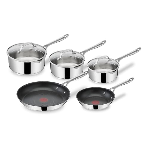 Jamie Oliver by Tefal Cook's Direct, set di pentole in acciaio inox, 5 pezzi, E304S544