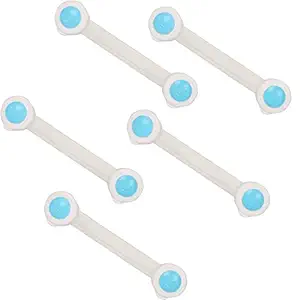 LADWA 5 Pieces Child Safety Strip Locks Baby Locks for Cabinets and Drawers (Blue, Pack of 5), Toilet, Fridge & More. Easy Installation, No Drilling Required