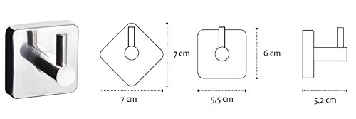 Kapitan Quattro Handtuchhaken Ohne Bohren Quadratischer Stil 18/10 Edelstahl Wandmontage Made in der EU, 20 Jahre Garantie - 5