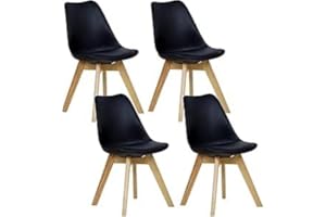 WOLTU Set of 4 Dining Chairs, Faux Leather & Solid Wood, Modern Accent Chairs with Backrest for Living Room, Home, Office, EZS69sz-4