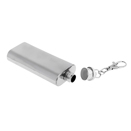 MagiDeal Mini tragbar Flachmann Schlüselanhänger Edelstahl Bar Accessoires Schnapsflasche – 56ml - 4