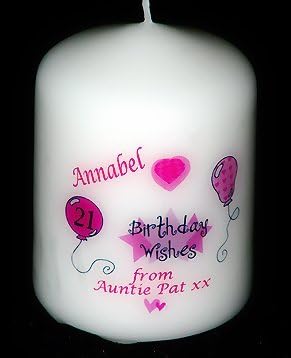 PERSONALISED BIRTHDAY CANDLE CARD PINK GIFT.