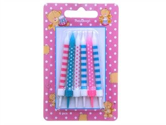 Geburtstagskerzen 6 Stück rosa- weiß- türkis Feier Party - 2