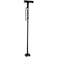 Delopik Cane, Folding Walking Cane With Alarm And LED Light Adjustable Height Walking Stick For Men And Women Aluminum Alloy Balancing Mobility Aid, Collapsible Cane