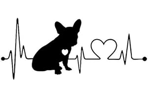Yicare Lot de 2 autocollants réfléchissants pour vitre de voiture Motif bouledogue français et battement de cœur Pour Ford Mercedes-Benz BMW Volkswagen Passat Audi Noir