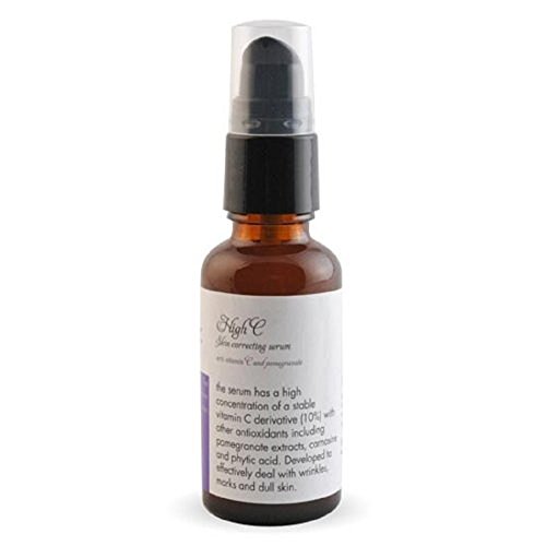 Kalis High C Serum - natural anti aging skin correcting serum for face and eyes 30ml with pomegranate and 10% concentration vitamin c. Firms and plumps and increase vitality. Reduces dark rings. Collagen booster. Vegan Italian skincare.