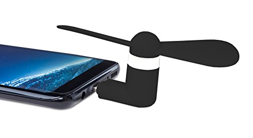 MyGadget USB C Mini Ventilator – Anschluss für Smartphones – für OTG fähige Handys u.a. Samsung S8 & Plus / HTC U11, 10 & Evo / LG G5 & G6 in Schwarz - 4