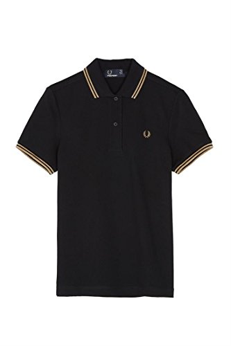 Fred Perry Authentics Authentic Twin Tipped Cotton Polo UK 10 BLACK AND GOLD