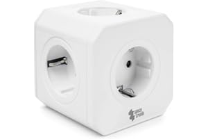 Spacetronik Steckdosenwürfel mit Überspannungsschutz, 5-Fach Mehrfachsteckdose Würfel, Erweiterbare Verteilersteckdose, 4000W, Kompakte Steckdosenleiste für Büro & Zuhause