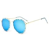 Z-P Unisex Classic Retro Fashion Wayfarer Bright Color Film Round Lens Reflective UV400 Sunglasses 60MM