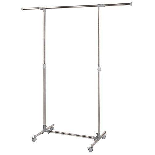 Oramics Kleiderständer ausziehbarer Teleskopgarderobe Garderobenständer mit Rollen 87-150cm Kleiderstange - 5