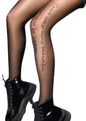 Giulia Collant Donna Fantasia con Scritte 20 DEN Nero Ayrys 20 model 1  (2-S) : Amazon.it: Abbigliamento