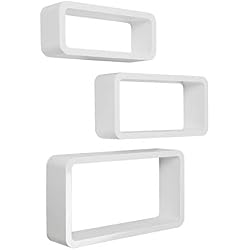 LEMAIJIAJU Étagères Murales Lot de 3 Etagères Flottantes Etagères Rangement Lounge Cubes Epaisseur de 1,8cm Blanc