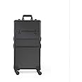 DPPAN Professional Aluminum Rolling Makeup Cosmetic Train Case, Trolley Case Barber Case Rolling Trolley with 360° Wheels for Beauty Stylist Salon Travel,C (A-Black-3layer)