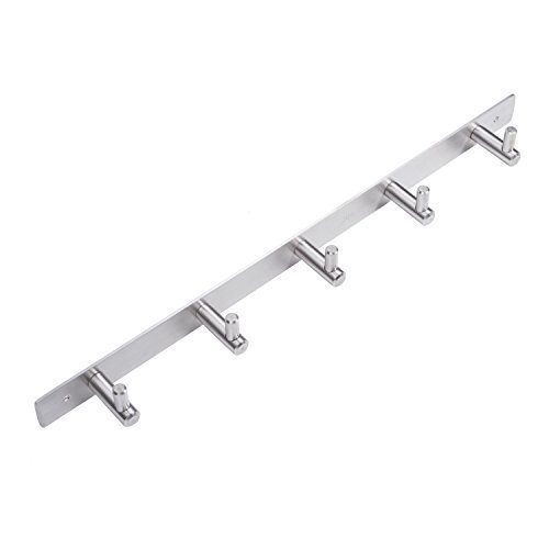 IMIEE Handtuchhaken Bademantelhaken Kleiderhaken Edelstahl 5 Haken selbstklebend Nickel Haken gebürstet